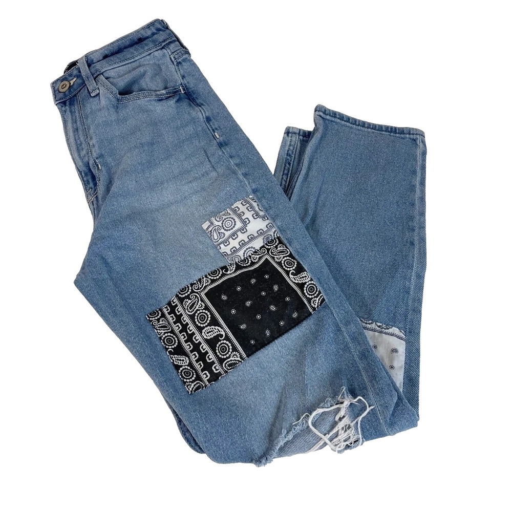 Hollister Vintage Stretch Ultra High Rise Mom Jeans Womens‎ 32 Blue Pockets